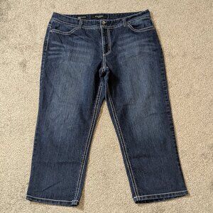 NINE WEST Date Night Fit, Dark Blue Stretch Denim Crop Jeans; Size 33 / 16
